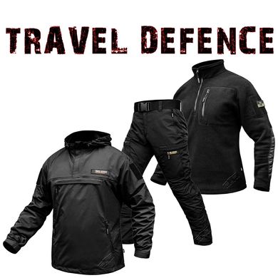 Комплект "TRAVEL DEFENCE" 3 в 1 АНОРАК BLACK (Таслан + Микрофлис)