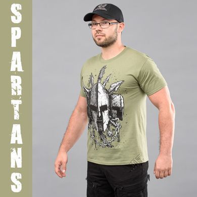 Футболка с принтом "SPARTANS" Олива (Хлопок) 34656789 фото