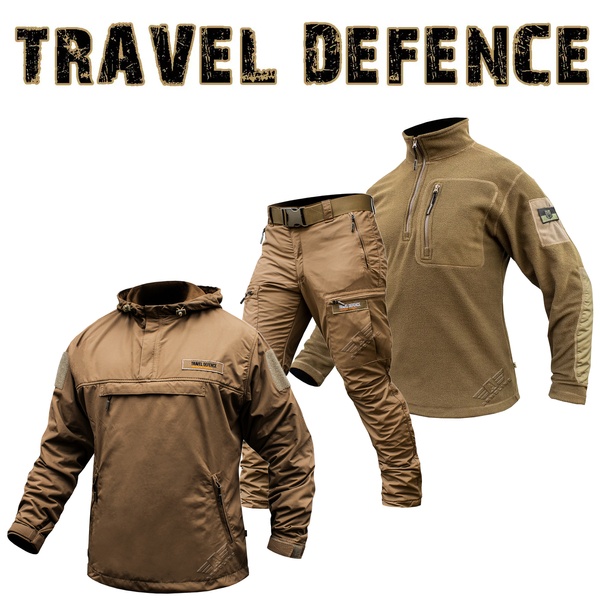 Комплект "TRAVEL DEFENCE" 3 в 1 АНОРАК COYOTE (Таслан + Мікрофліс)