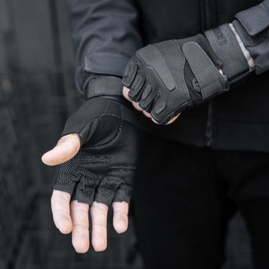 Тактические перчатки BLACKHAWL беспалые Черный