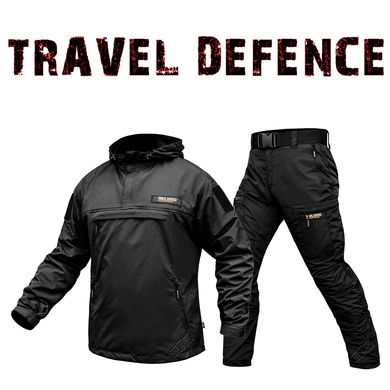 Комплект "TRAVEL DEFENCE" АНОРАК BLACK 2 в 1 (Таслан + Микрофлис)