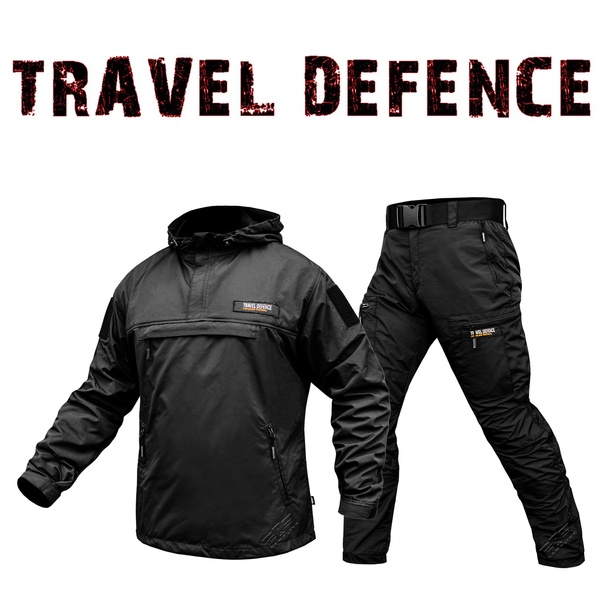 Комплект "TRAVEL DEFENCE" АНОРАК BLACK 2 в 1 (Таслан + Мікрофліс)