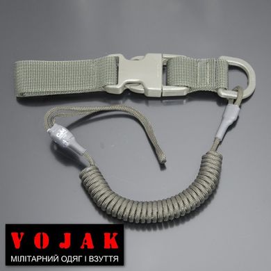 Страховочный шнур комбинированный с D-кольцом фастексом (олива)