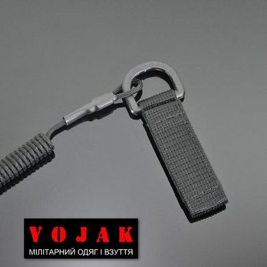 Страховочный шнур под карабины с D-кольцом и карабином (черный)