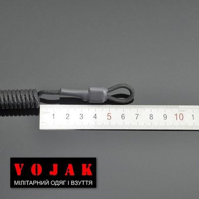 Страховочный шнур под карабины с D-кольцом фастексом и карабином (черный)